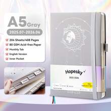 2025- 2026 English Planner, A5 Starry Sky Cover, With Annual /Monthly /Weekly/Daily Plan, 204 Sheets /408 Pages, Purple/Blue/Black/Pink/Gray, Suitable For Students Back To School And Office