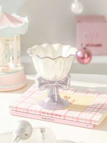 1 件 180ml 梦幻高端珠光陶瓷甜点杯，奢华可爱少女花瓣边缘和蝴蝶结设计冰淇淋杯、情侣杯、牛奶杯、茶杯，适合节日礼物、婚礼回礼 - 彩色 - 查看 10