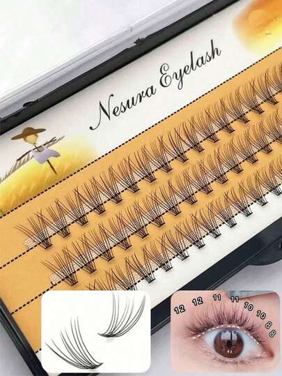 1 BOX (60 Clusters), 10D 8/9/10/11/12/13/14MM, Eyelash Extension Clusters, Single Cluster False Eyelashes Makeup Tool Cluster Lashes DIY Lash Clusters, Eyelash Clusters, Individual Eyelashes, Lashes, Fake Lashes