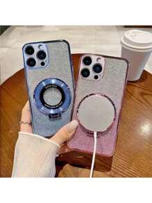 Magnetic TPU Flash Powder Gradient Ring Holder Phone Case Is Suitable For Compatible With Samsung S21 S22 S23 S24 S25 A14 A15 A16 A52 A53 A54 A25 A35 A55