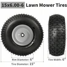 15x6.00-6nhs Lawn Mower Tires, Riding Lawn Mower And Tractor Front Tires, 15x6x6 Tire And Wheel For Residential And Commercial, 3" Offset Hub, 3/4" Bearing, 2Pack Yellow, Load 570Lbs - 灰色的 - 查看 2