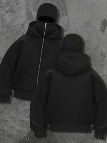 Sudadera con doble capucha, estilo gótico, moda callejera, moda, casual y fresco para mujer. Ropa de invierno para mujer, ropa de otoño para mujer, elegante para mujer, para mujer, tops, ropa de calle para mujer, otoño para mujer, vuelta al cole, fiesta para mujer, Y2K para mujer, tops para salir, invierno para mujer, campo para mujer, cita nocturna para mujer - Negro - Ver 2
