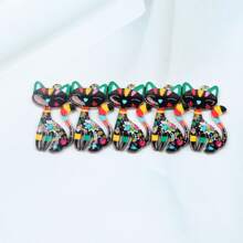 Set de 5 piezas/10 piezas Colgante de gato elegante de aleación, en múltiples colores, adecuado para la fabricación de joyas, decoración de collares, manualidades DIY, llaveros