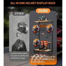 2357/New   NANXITU Motorcycle Helmet Rack Wall Mount, Retro Rust Holder  Wood Floating Shelf For Accri Storage, Display Hanger Stand  Clips And Hooks - Clear - View 5