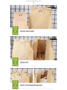 50pcs Toast Bag Bread Kraft Paper Bag (With Stickers), Small/Medium/Large Paper Bread Bag With Window, Baked Food Packaging Supplies, Label Seal Stickers For Baked Food Packaging Storage, Household Supplies