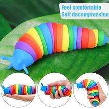 1 pieza/2 piezas Juguetes antiestrés con forma de tiburón marítimo, juguetes antifidget con gusano de colores, regalos para fiesta de Navidad/cumpleaños (color aleatorio) - Azul y verde al azar - Ver 4