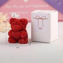 Cute Bear Shaped Aromatherapy Candle, Rose Cluster Aesthetic Handmade Soy Wax Fragrance Decoration Candle Suitable For Desktop Photo Props, Weddings, Birthdays, Meditation, Stress Perfect Mother's Day Gift (Bear)