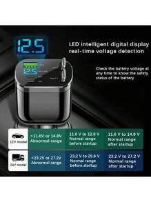 YITUMU Cargador de coche retráctil de 66W con pantalla digital, cargador de teléfono de coche rápido 5 en 1 con puertos PD duales, 2 cables retráctiles y puerto USB - regalo inteligente para conductores, accesorio de coche práctico para Navidad y Año Nuevo