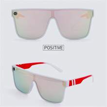 KAPVOE 1pc Square Flat Top Oversized Pink Coated Decoration Power Button Metallic Frame Robot Dance Prop Goggles/Windproof Outdoor Motorcycle Eyewear/Glasses For Men & Women, All Seasons Steam Punk Portable - Multicolor - View 3