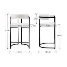 Chairus Kitchen Stools Velvet Set Of 2 Bar Stools Breakfast Modern Counter Sofa Height High Stools With Metal Frame Dining Chairs, Dining Table And Chairs - White - View 3