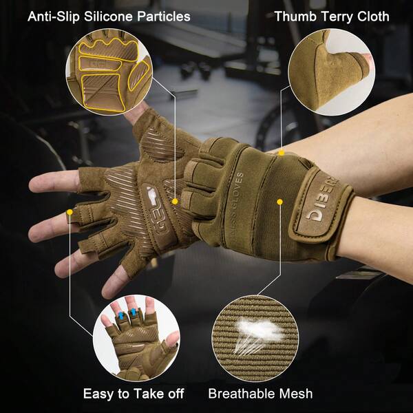 DIBEAR Halbe Finger Gym Handschuhe mit Unterarmstütze, rutschfeste Handflächen, kompletter Handschutz, unisex Gewichtheben, Fitness Training und Fahrrad Handschuhe, Gym Zubehör, Sport, Gym, Heimtraining, Frauen Gym Handschuhe, Boxing Handschuhe, Gym Handschuhe, Gym Handschuhe, Herren Gym Handschuhe