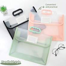 1pc A4 Size Student Transparent Waterproof Multi-Function Dual Layer Portable File Folder Tote Bag, Spacious Capacity & Simple Design For Daily Use, Suitable For Students, Office And Business,Back To School,School Supplies - Transparent Storage Bag - View 5