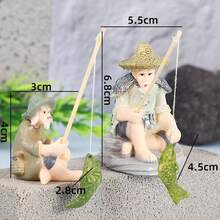 قطعة واحدة تمثال سمكة من الراتنج ، تمثال مصغر ذو موضوع خيالي للحديقة ، تمثال صياد غير كهربائي لديكور حمام السباحة والنباتات العصرية ، تمثال للوضع بجانب البركة ، ديكور ساكن، تمثال صياد بموضوع خيالي