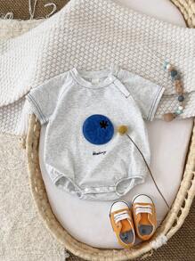 Newborn Baby Boy Adorable Blueberry Embroidery Short Sleeve Romper, Summer