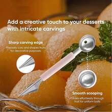 1 件创意水果挖球器、不锈钢西瓜挖球器、雕刻刀水果刀拼盘冰淇淋工具、西瓜勺厨房烘焙工具、水果勺、不锈钢水果球挖掘器、可重复使用的西瓜勺、蔬菜和水果工具、其他水果和蔬菜工具、不锈钢水果切割工具、厨房用具和小工具