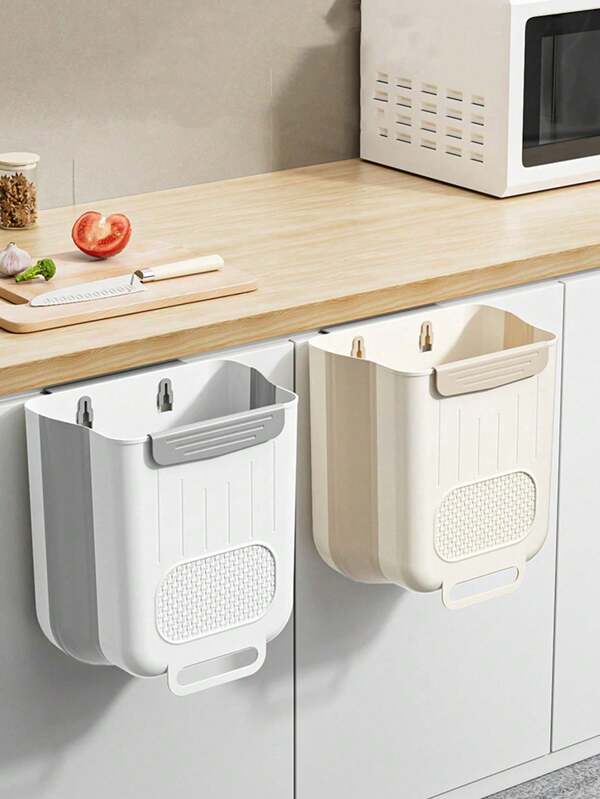 1pc Collapsible Kitchen Cabinet Door Trash Can, Food Scrap Organizer Bin, Suitable For Bathroom, Living Room And Bedroom As Wastebasket, Large Capacity Garbage Container