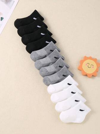 12 双婴儿网眼袜 - 透气、有弹性、黑白灰组合、夏季舒适清爽、简约休闲运动风格、幼儿步行袜、新生儿袜子、适合 0-3 岁宝宝