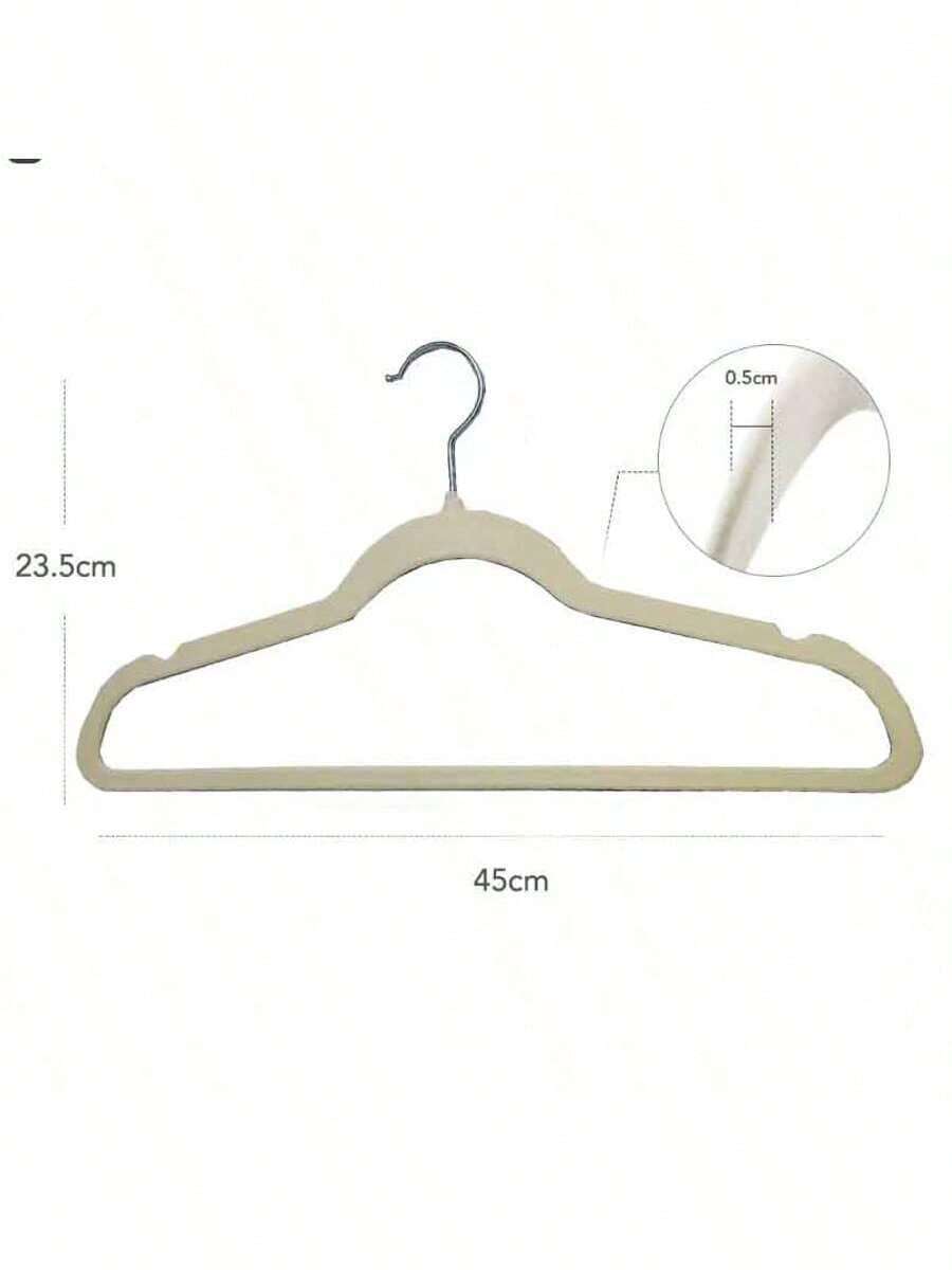 1 pieza Percha de terciopelo - Ahorro de espacio, duradera, adecuada para decoración del hogar y minorista, almacenamiento de ropa - Beis - Ver 1