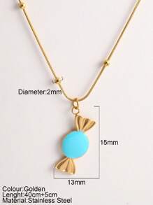 1 pieza Collar con colgante de caramelo de color dopamina, adecuado para uso diario por niñas en verano, vacaciones y fiestas en la playa