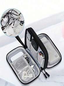 Multifunctional Organizing Pouch Nylon Multiple Pockets Handbag Organizer With Mesh Grid Large Capacity Purse Large Dual-Zipper Toiletry Bag With Multiple Compartments For Women/Men Short Distance Travel Toiletries Bag Travel Essentials Storage Bag For Back To School Waterproof Electronic Storage Bag - Multicolor - View 17