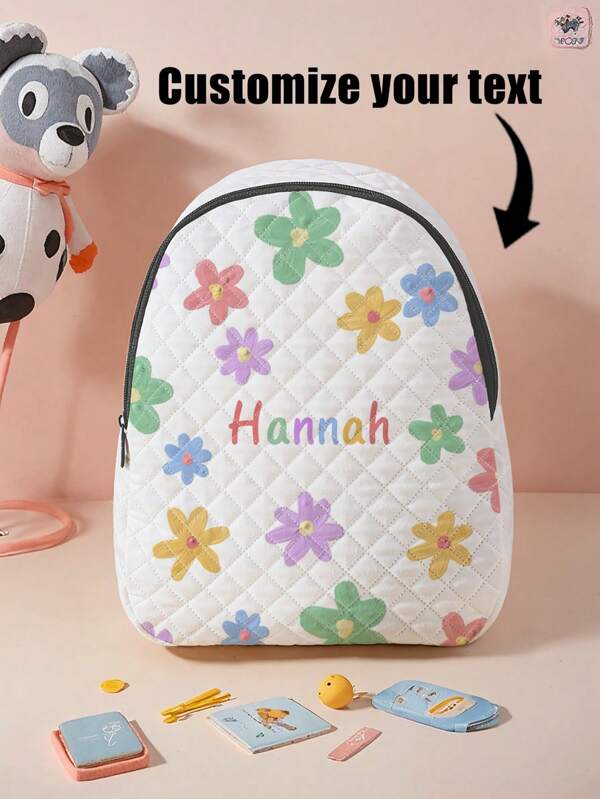 1pc Customizable Cute Sheep Pattern Argyle Backpack, Can Be Customized According To Your Unique Design, Suitable For Children And Teenagers, Print Your Own Name Or Your Sister And Classmate's Name As A Gift