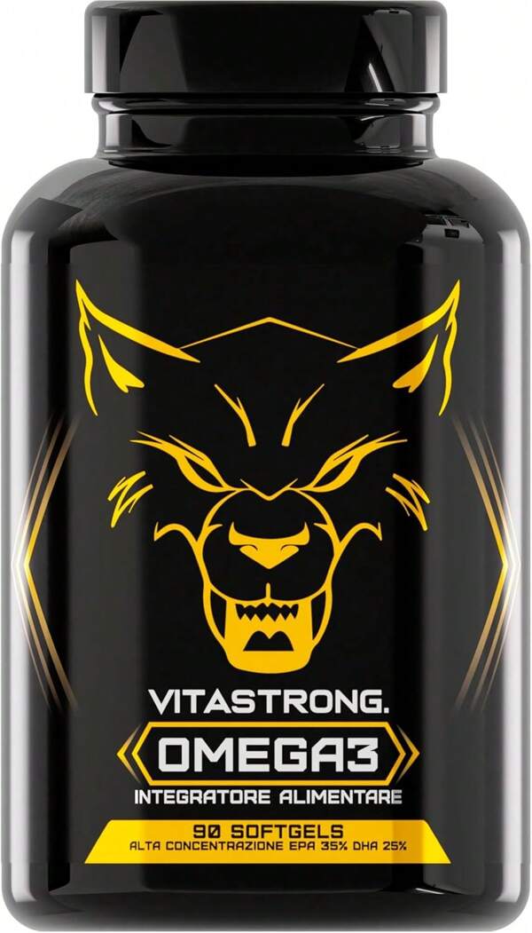 Vitastrong Omega 3 Fischöl 2000 mg hochdosiert mit Vitamin E, ohne Nachgeschmack, Omega 3 Fischöl (Fischöl) 700 mg EPA 500 mg DHA, hohe Konzentration, reines Omega-3-Nahrungsergänzungsmittel Herz, Sehvermögen, Gehirn