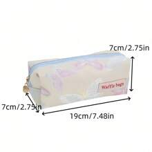 1pc Embossed Butterfly Large Capacity Pen Bag, High-Quality Large Capacity Cosmetic Bag, Smooth Metal Zipper, Suitable For Storing Stationery, Cosmetic Tools, Back To School Essential,Pencil Case,Pencil Pouch,School Bag