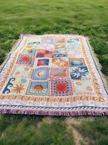 Outdoor Blanket Portable Thick Picnic Rug Sofa Cover Beach Throw Camping Mat Warm Blanket, Suitable For Photography Backdrop, Anti-Tear, Recreational Tablecloth, Wall Hanging