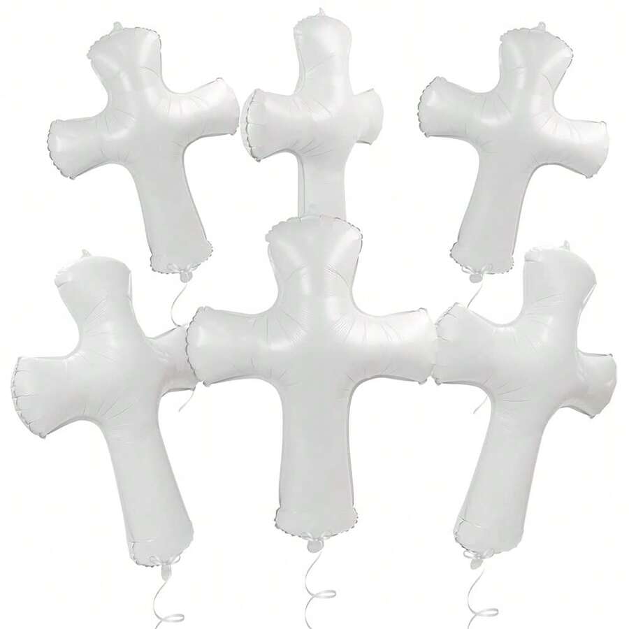6szt. Balonów Foliowych W Kształcie Krzyża, Nadających Się Na Pierwszą Komunię, Dekoracje Na Przyjęcie Chrztu, Dekoracje Na Chrzest