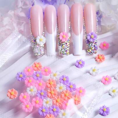 30 Phụ kiện trang trí móng tay hình hoa cúc nhiều màu sắc Dụng cụ làm móng