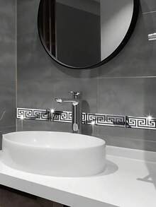 10 piezas de Pegatinas de Espejo DIY, Calcomanías de Pared Autoadhesivas Removibles, Patrón Geométrico de Llave Griega, Adecuado para Decoración del Hogar, Estudio de Arte, Fondo de Dormitorio - Multicolor - Ver 8