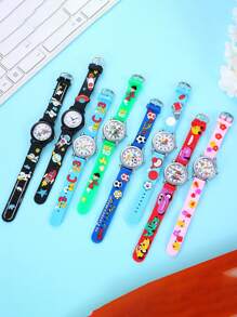 1 pezzo Orologio al quarzo con quadrante rotondo con numeri arabi e stampa 3D in silicone, color macaron, adatto come regalo di compleanno, laurea e uso quotidiano