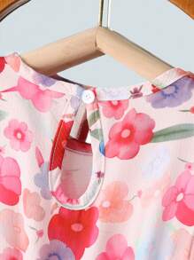 Vestito con stampa floreale, con fiocco e arricciature per ragazze giovani