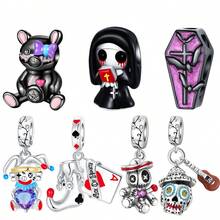 Silver Plated Charm Clown Doll Purple Love Zirconia Black Bear Cross Black Series Charm Bead Is Suitable For Diy Female Bracelet Pendants - Silver - View 12
