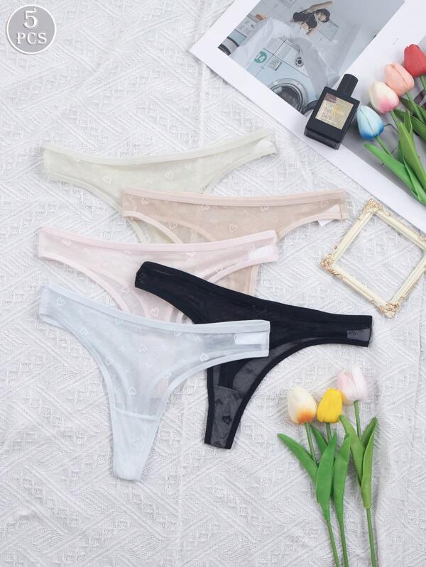 5 stuks/set dames sexy comfortabele minimalistische lage taille string slip set