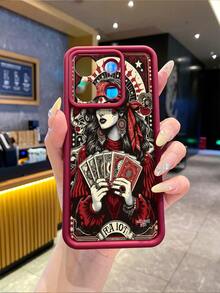 1 buah Casing Pelindung Kamera Kaca Tempered Motif Ratu Kartu Warna Maroon Kompatibel dengan Apple 16/16E, Kompatibel dengan Redmi, Kompatibel dengan Infinix, Kompatibel dengan Vivo, Versi Internasional, Bukan Versi Domestik - Burgundy - View 7