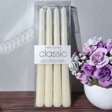 4pcs Classic European Style Smokeless Odorless Pole Wax Romantic Wedding Western Meal Ivory White Color Long Pole Candle Ornament Candle Western Banquet Candle,Room Decor,Gifts Birthday Graduation