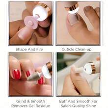 Portable Nail File, Electric Nail Drill, Comes With 5 Accessory Drill Bits, USB Rechargeable, With LED Light, Adjustable Speed, Suitable For Manicure And Nail Care Tools - Multicolor - View 7