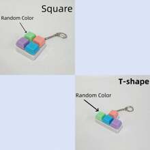 1pc Random Color & Chain Style Squeeze Stress Relief Fidget Cube Keyboard Key Pendant Toy