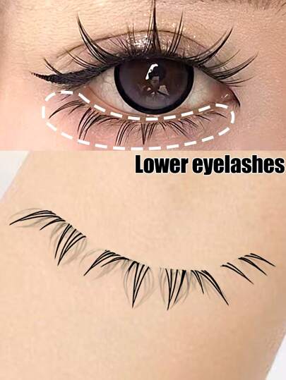 5ペア 透明ステム 自然な つけまつげ、日本アニメスタイル 鋭い先端 ドラマチック DIY コスプレ 下まつげ、女性と女の子に再利用可能、快適な ウェア ストリップ まつげ、まつげ、つけまつげ