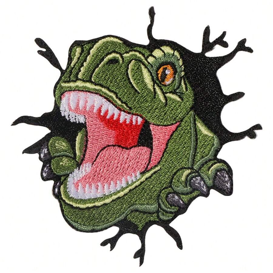 1 miếng vá thêu hình khủng long, Tyrannosaurus Rex Big Mouth Iron-On Applique, Thiết kế động vật hoạt hình cho quần áo, túi xách và phụ kiện, Màu sắc hỗn hợp, Thêu, Miếng vá ủi - Màu sắc hỗn hợp - Xem 1