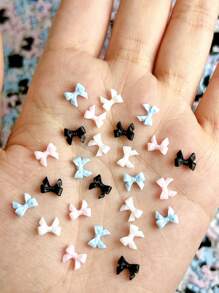 30Pcs Random Mixed Abs French-Style Bowknot,3D Bowknot Nail Charms,Simple Nail Art Accessories Diy Nail Supplies Nails Nail Gems