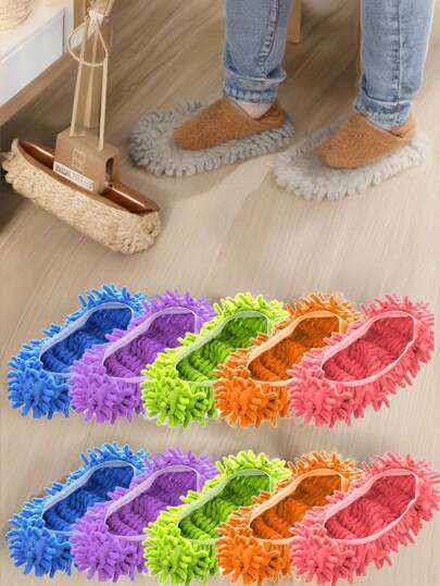1pc Mop Slippers For Floor Cleaning Washable Shoes Cover Soft Microfiber Dust Mops Mop Socks Reusable For Women Men Foot Dust Hair Cleaners Sweeping House Office Bathroom Kitchen,Men, Children, Household, Office, Bathroom, Kitchen