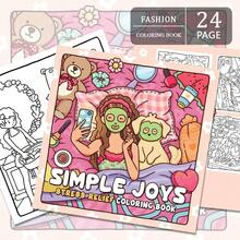 Simple Joys 24-Page Coloring Book | Beginner-Friendly Tracing + Stress-Relieving Doodles, Coloring Book For Adults And Teens, Simple Yet Expansive Relaxation Designs, Thick & Opaque, Suitable For Stationery, School Supplies, Great Gift For Girls, Valentine's Day, New Year - Simple Joys - View 6