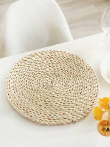 1/2/3/4pcs Country Style 15 Inch Natural Water Hyacinth Woven Round Placemats, Slip-Resistant, Heat-Resistant Pot Holders, Suitable For Room Decor, Dining Table Decor, Home Decor, Party Decor, Ideal For Holiday, Party, Gathering, Birthday, Wedding, Gift, Dinner, Outdoor, Picnic.