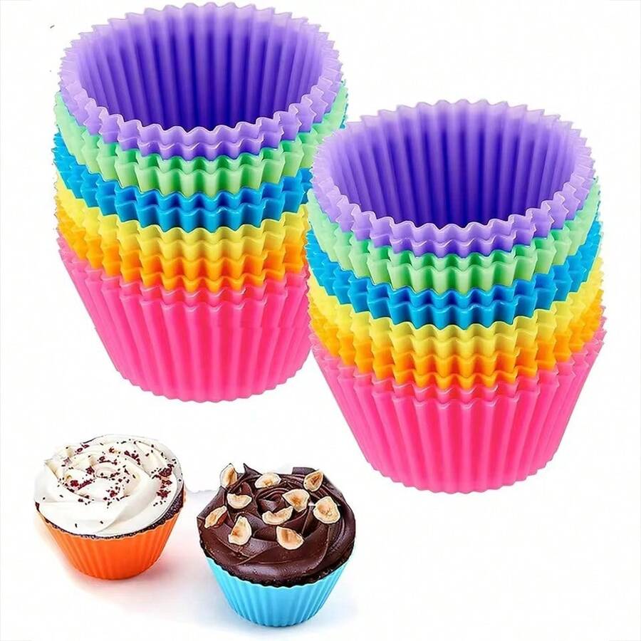 Reusable Silicone Cupcake Baking Cups,Non-Stick Muffin Liners For Party Halloween Christmas - Multicolor - View 1