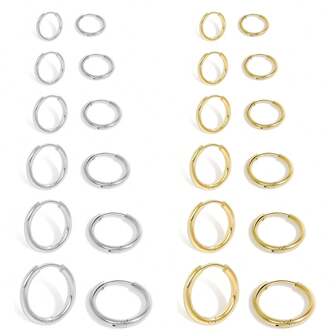 6 Pairs Small Gold Huggie Hoop Earrings Set For Women 14K Plated Hypoallergenic Lightweight Earrings For Sensitive Ears Everyday Earrings Sets For Multiple Piercing Cartilage Hoop Earrings Stack Jewelry