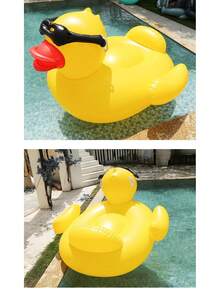 Inflatable Pvc Water Floating Raft, Large Yellow Duck Floating Raft For Swimming Pool, Inflatable Floating Bed For Tanning Pool Lounge Chair, Summer Swimming Pool.