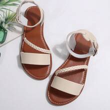 New Boho Braided Flat Sandals For Women, Fashion - Beige - View 1