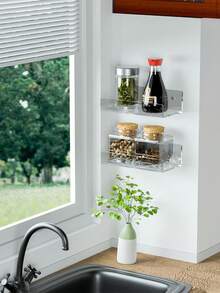 Estantes de acrílico transparente, 2 paquetes de estantes flotantes de pared de 15 pulgadas, estantes de pared para baño, estantes de baño invisibles transparentes, estantería decorativa para el hogar - transparente - Ver 11